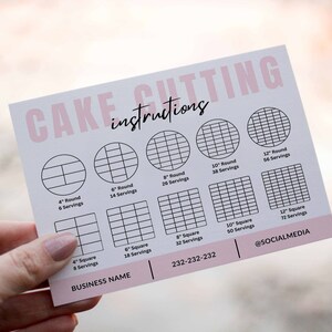 Cake Care Cards Bundle, Editable Cake Cutting Guide Cards, Printable Cake Business Thank You, Cake Business Packaging Canva Template.