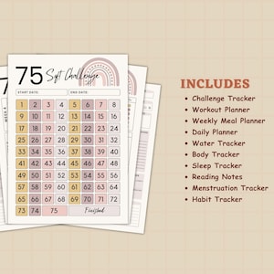 75 Soft Challenge Tracker, Daily 75 Soft Challenge journal, 75 Soft Challenge, 75 Day Challenge Printable, Fitness Journal, Habit Tracker