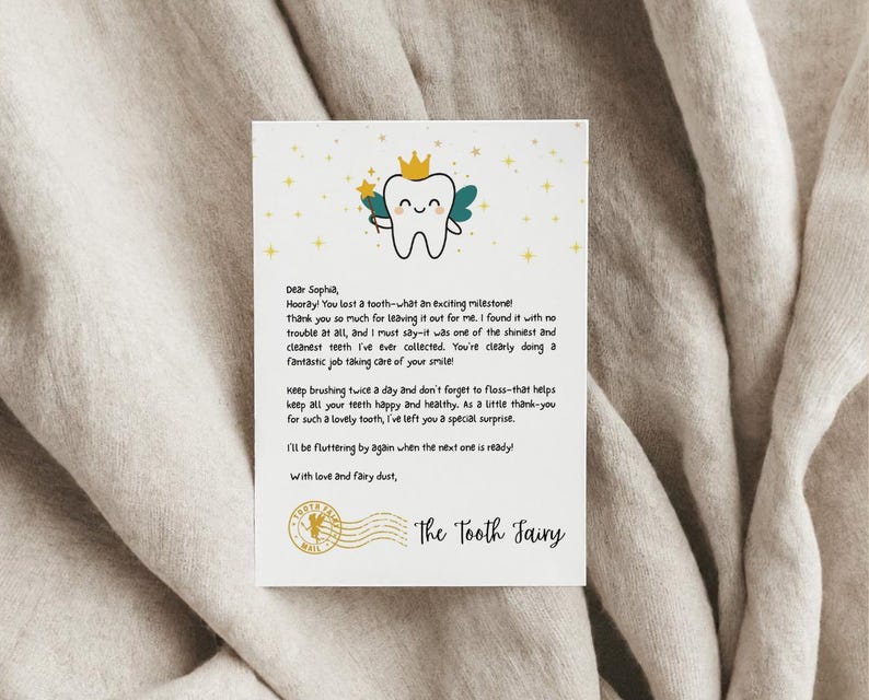 Editable Tooth Fairy Receipt Printable Certificate, Tooth Fairy Printable, Realistic Tooth Fairy Letter, Kids Tooth Fairy Letter, Lost Tooth