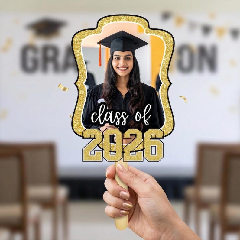 Grad Paddle Fan | Paddle Fan Template | Graduation Fan | Graduation Topper | Grad Fan Template | Custom Grad Fan | DIY Paddle Fan | Photo Paddle Fan | Grad 2026 | class of 2026 fan | grad party paddle |