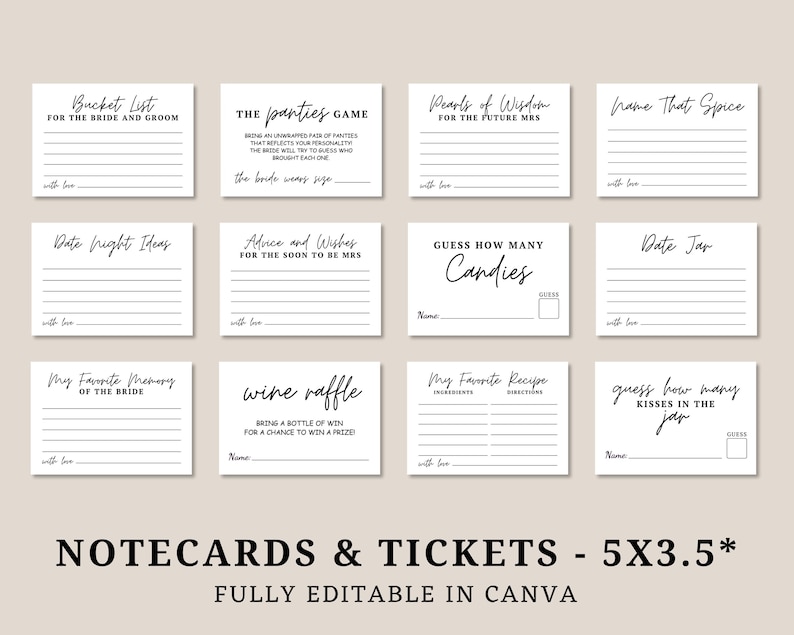 Bridal Shower Game Bundle, Minimalist Bridal Shower Games, Modern Bridal Shower Games Canva Edit, minimal shower games, bridal games bundle.