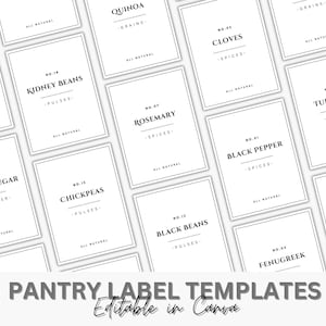 Pantry Labels Organisation Canva Editable Template for Jars Herbs Spices Tea Coffee Labels Create Your Own Stickers, Canva Editable label