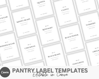 Pantry Labels Organisation Canva bearbeitbare Vorlage für Gläser Kräuter Gewürze Tee Kaffee Etiketten Erstellen Sie Ihre eigenen Aufkleber, Canva bearbeitbares Etikett