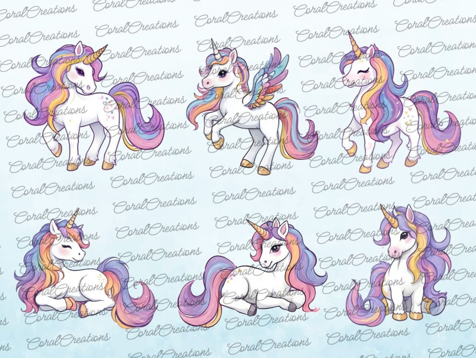 Rainbow Unicorn Clipart | Unicorn PNG | Pastel Unicorn | Unicorn ...