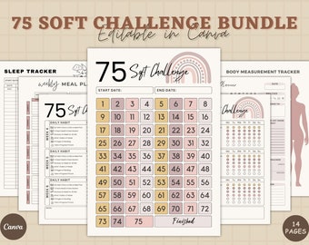 75 Soft Challenge Tracker, journal quotidien 75 Soft Challenge, 75 Soft Challenge, 75 Day Challenge imprimable, journal de remise en forme, suivi des habitudes