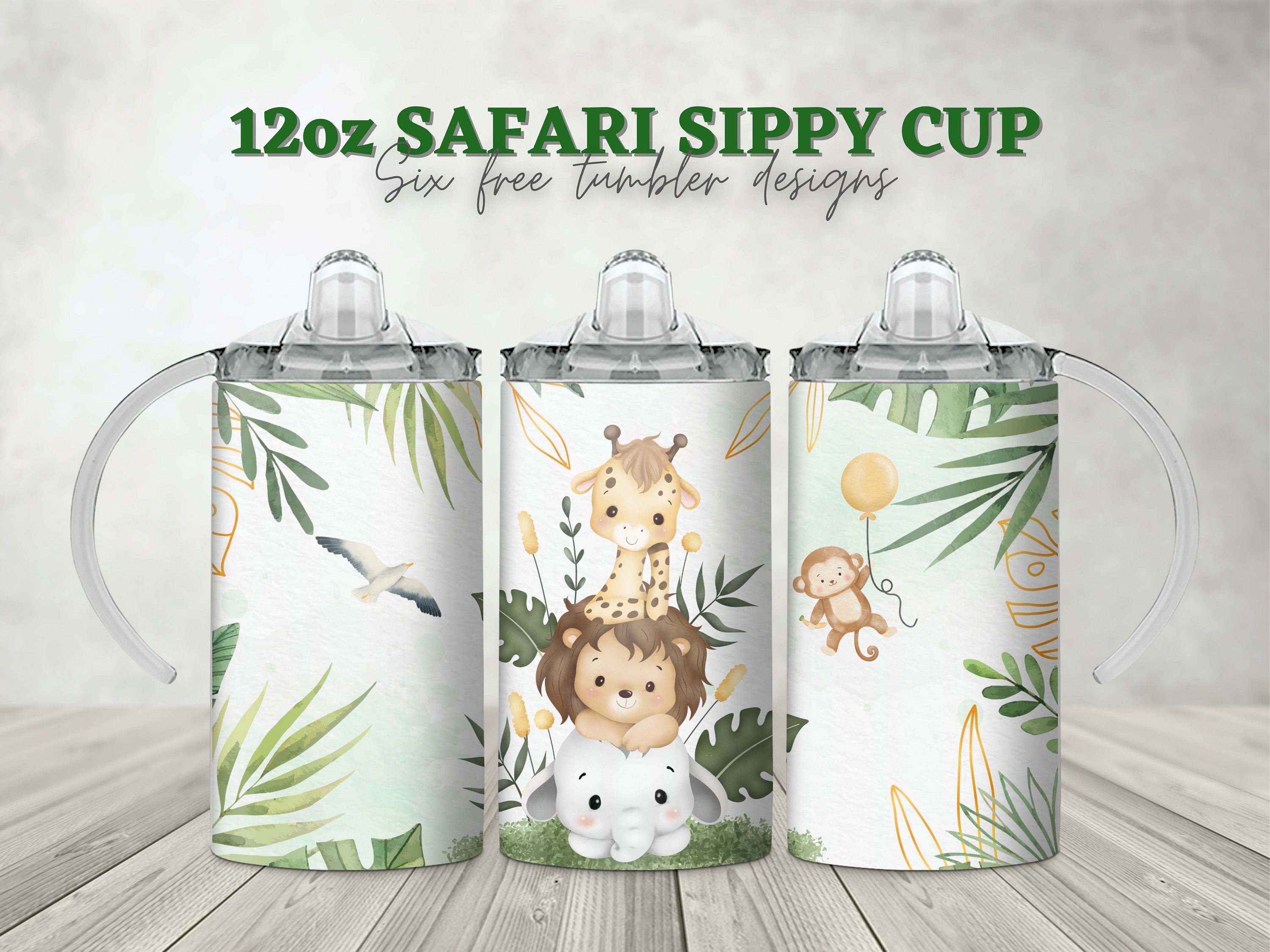 12oz straight sublimation sippy cup wrap, Safari Animals sippy cup Sublimation PNG, Jungle Sippy Cup, Kids Tumbler Png, 12 Oz Sippy Cup PNG