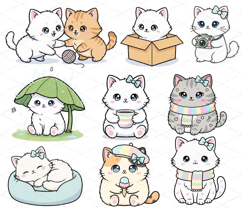 Cute Cat Digital Stickers Kawaii Goodnotes Sticker Pack Adorable ...