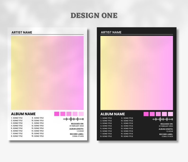 Album Cover Poster Canva Template | Album Poster Canva | Customizable Digital Music Poster | Album Poster | Personalize Album Print.