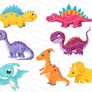 30 Dinosaur Clipart, Cute Dinos Clipart, Scrapbook printable Commercial Use. T-rex, Triceratops, brontosaurus, stegosaurus graphics PNG