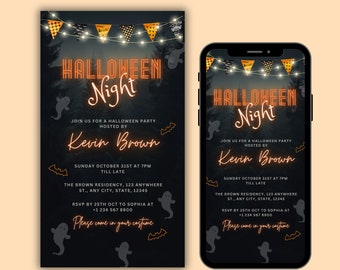 Digital Halloween Party Invitation, Halloween Bash invite, costume party invite, Editable Halloween Invitation, Boo Bash, spooky invite.