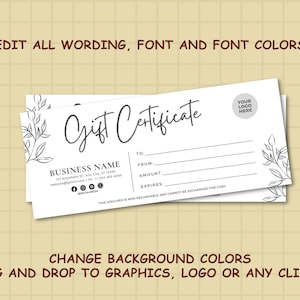 Boho Gift Certificate Template, DIY Printable Gift Voucher Certificate, Editable Gift Card, Spa Gift Certificate, Canva Template, Salon Gift Card, A Gift for You, Gift Card, Holiday Gift Card, Gift Card Template, Business Printable, Gift Voucher, Gift Templates, Gift Certificate, Certificate Template, Printable Voucher, Editable Certificate, Certificate Digital