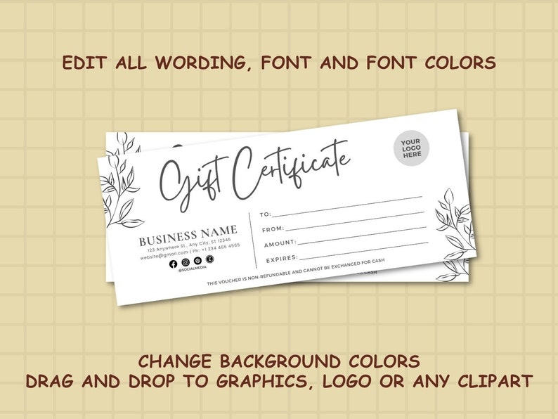 Boho Gift Certificate Template, DIY Printable Gift Voucher Certificate, Editable Gift Card, Spa Gift Certificate, Canva Template, Salon Gift Card, A Gift for You, Gift Card, Holiday Gift Card, Gift Card Template, Business Printable, Gift Voucher, Gift Templates, Gift Certificate, Certificate Template, Printable Voucher, Editable Certificate, Certificate Digital