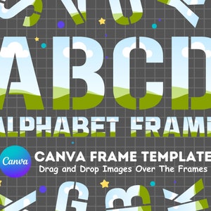 Fill your own Split Stencil Letters Font on CANVA, Canva Frames Bundle, Easy Drag and Drop, Digital Alphaset, Alphabet Letter, Leopard PNG