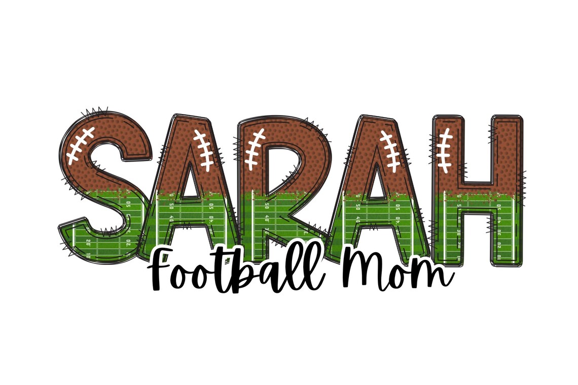 Football Alphabet Letters PNG Bundle, Grid Iron Sports Doodle Letters ...