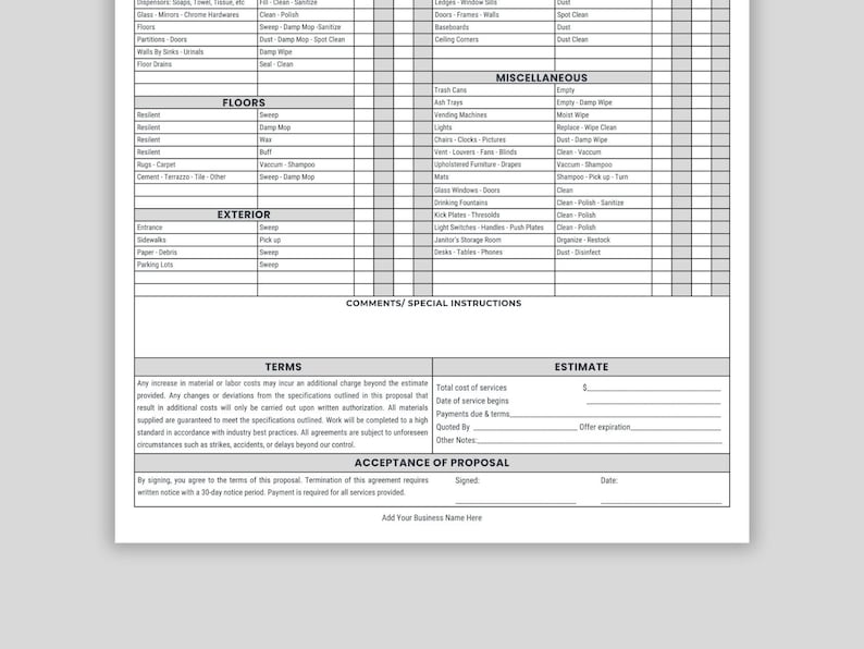 Cleaning Proposal Template, Basic Editable Commercial Cleaning, Cleaning Service Proposal, Canva template, Housekeeping, Cleaning Contract