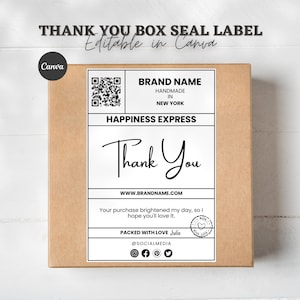 Editable Shipping Packaging, Small Business Thank You Shipping Label Template, Box Packaging Sticker, Box Label Template, Packaging Sticker.