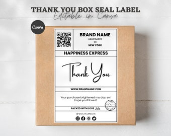 Editable Shipping Packaging, Small Business Thank You Shipping Label Template, Box Packaging Sticker, Box Label Template, Packaging Sticker.