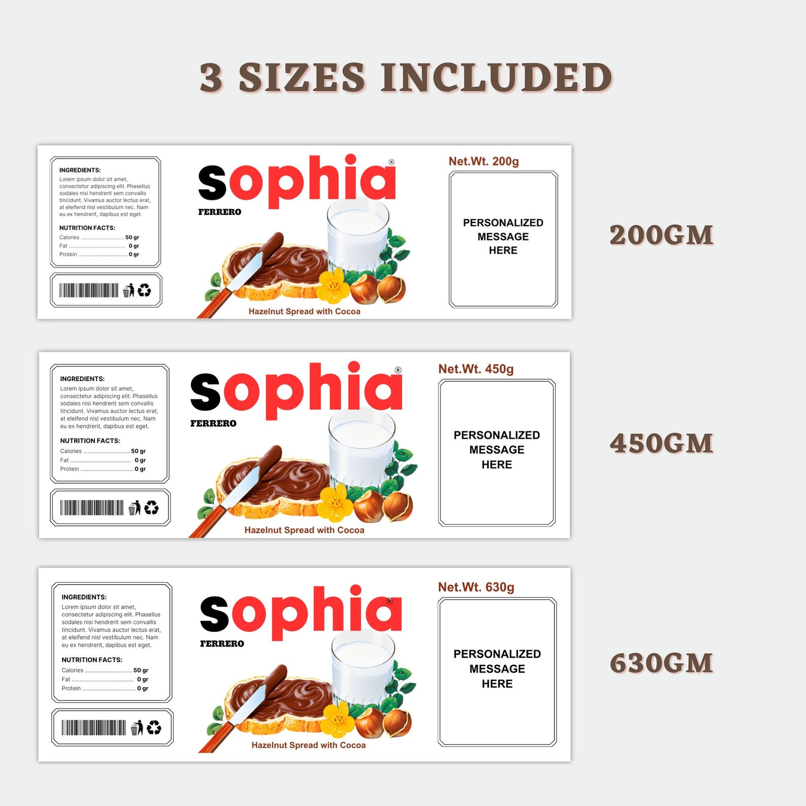 Personalized PRINTABLE NUTELLA Jar Label Digital File, Printable ...