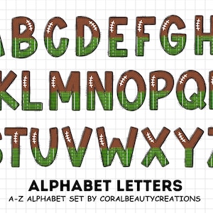 Football Alphabet Letters PNG Bundle, Grid Iron Sports Doodle Letters ...