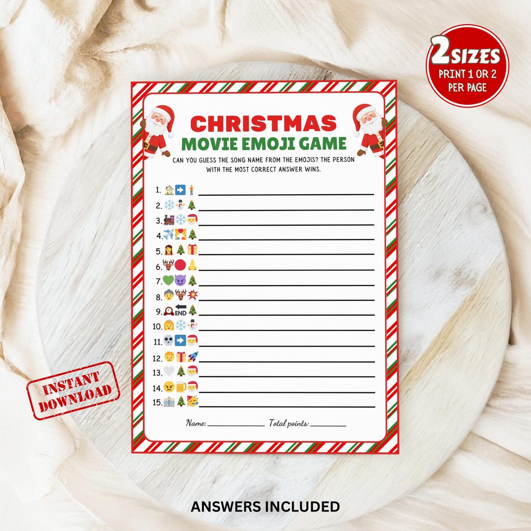 Christmas Movie Emoji Game, Printable Holiday Movie Guess, Pictionary ...