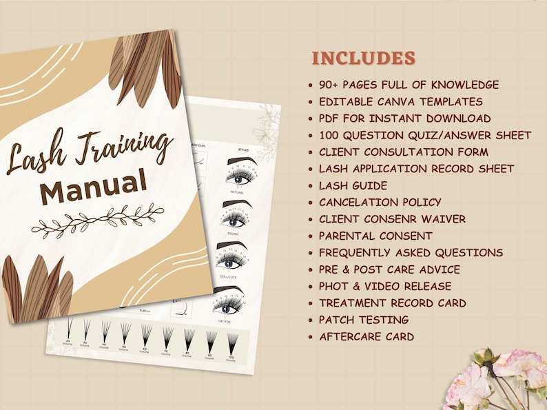 Lash Training Manual, Lash Extension Manual, Lash Course Manual, Lash ...