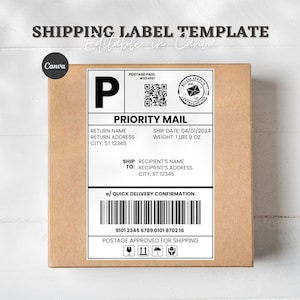 Fake Shipping Label Template | Editable Personalized Mail Label | Fake Mail Shipping Label Template For Gift Box | Gag Gift Mail Label Canva