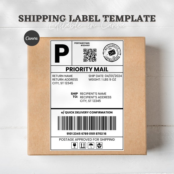 Shipping Label Template | Editable Personalized Mail Label | Mail Shipping Label Template For Gift Box | Gag Gift Mail Label | Canva Mail