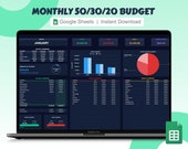 50/30/20 Budget Planner Google Sheets Monthly Budget Spreadsheet Google Paycheck Budget Template Weekly Budget Tracker 70/20/10 Budgeting