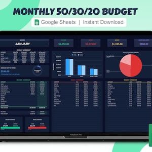 50/30/20 Budget Planner Google Sheets Monthly Budget Spreadsheet Google Paycheck Budget Template Weekly Budget Tracker 70/20/10 Budgeting