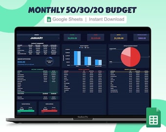 Planificador de presupuesto 50/30/20 Hojas de cálculo de Google Hoja de cálculo de presupuesto mensual Plantilla de presupuesto de cheque de pago de Google Seguimiento de presupuesto semanal Presupuesto 70/20/10