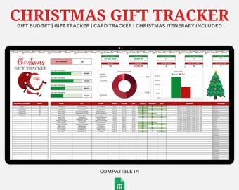 Christmas Gift Tracker, Christmas Planner, Christmas Budget Planner, holiday gift tracker, Christmas Card Tracking, Christmas Gift List.