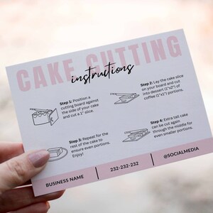 Cake Care Cards Bundle, Editable Cake Cutting Guide Cards, Printable Cake Business Thank You, Cake Business Packaging Canva Template.