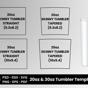 20oz Skinny Tumbler Template Tapered Straight Tumbler Template Svg Dxf ...