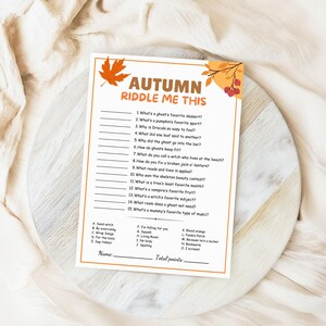 Fall Autumn Riddles Trivia, Autumn Party Game, Autumn Game for Adults ...