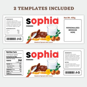 Personalized PRINTABLE NUTELLA Jar Label Digital File, Printable ...