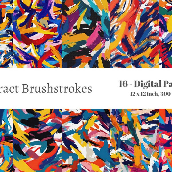 Abstract Brushstrokes Seamless Patterns - Printable Brushstrokes Seamless Designs, Backgrounds and Texture, Crafting and Scrapbooking