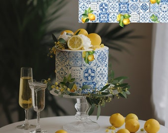Wedding Cake Printable design Lemon with tiles , Bridal cake, Lemon Direction. Paper design