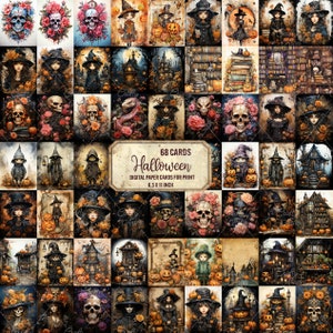 Halloween numérique indésirable journal Pages, 68 cartes numérique vintage scrapbooking en papier Clipart, journal indésirable imprimable citrouille papier usage Commercial