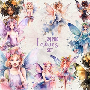 Fairy clipart, 24 png. Spring Magic palace, Digital watercolor Fairy PNG, Magic fairy wings, fairy Pink, Commercial Use