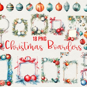 Weihnachten Boarders Clipart, 18 png Aquarell Weihnachten Rahmen Clipart Winter Clipart Weihnachten Clip Art, kommerzielle Nutzung
