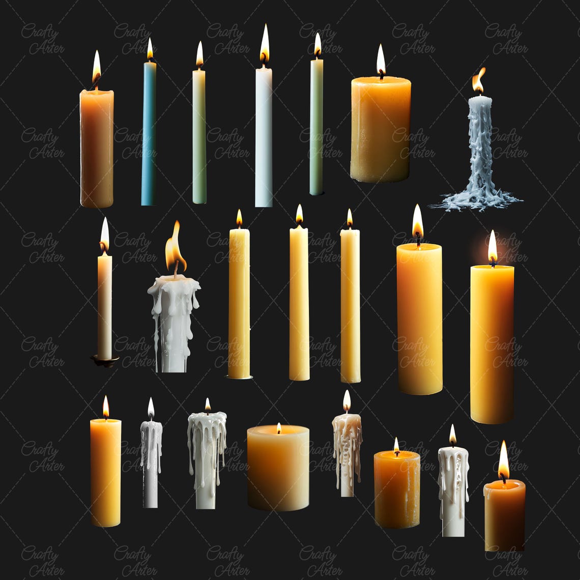 Candle Bitmap Candle PNG Clipart: Realistic Candle Illustrations (digital Download ...