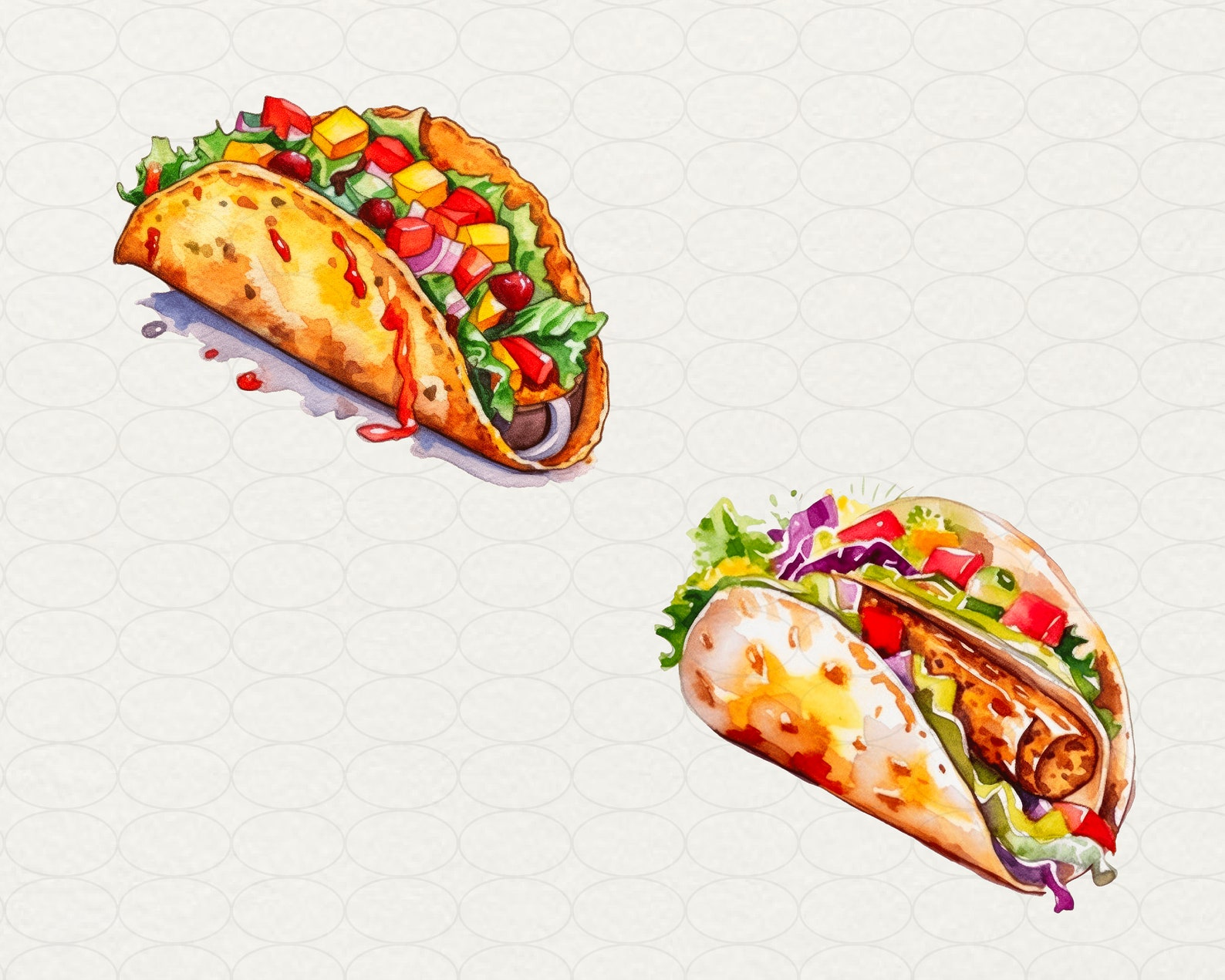 Watercolor Tacos Clipart: Mexican Food Illustrations (17 PNG) - Etsy