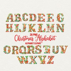 Christmas Alphabet Clipart, Watercolor Christmas Letters 26 PNG, Christmas Winter Font, Gingerbread Festive Letters png, Commercial use