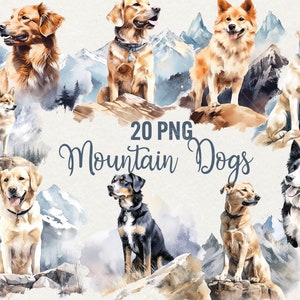 Aquarell Sennenhund Clipart, 20 PNG Reise Clipart Hunde Illustration, Aquarell Hund erkunden Haustier Clip Art Hunde, kommerzielle Nutzung