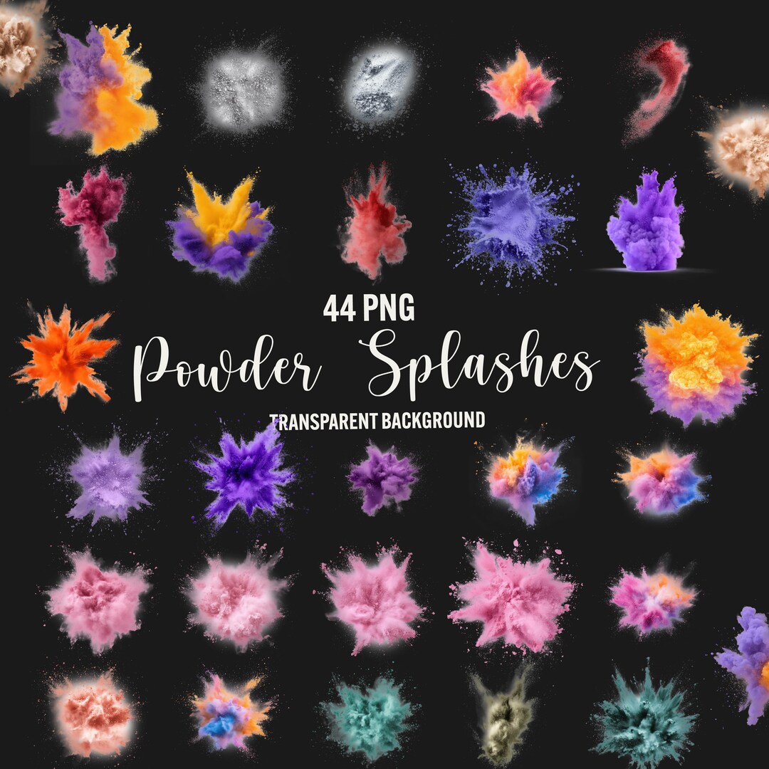 Colorful Powder Splash Overlays: 44 PNG Photo Effects (commercial Use ...