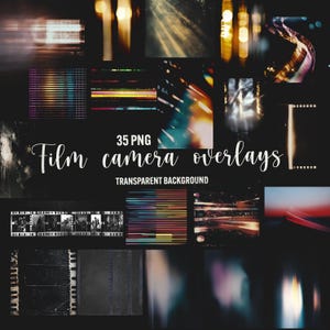 Superposiciones de películas, 35 superposiciones de cámara de película PNG, efectos de película, textura retro, fondo transparente con luz bokeh, superposiciones de fotos, uso comercial