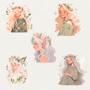 Watercolor Garden Fairy Clipart, 21 Png Spring Floral Fairies, Fantasy ...