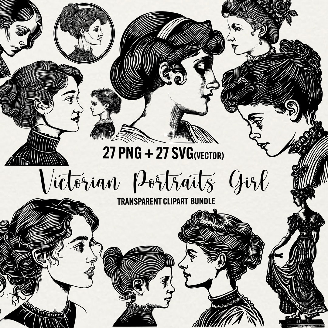Viktorianische Frau Porträt Clipart: Elegante Dame Grafiken (PNG, SVG) -  Etsy Schweiz, image size:1080x1080