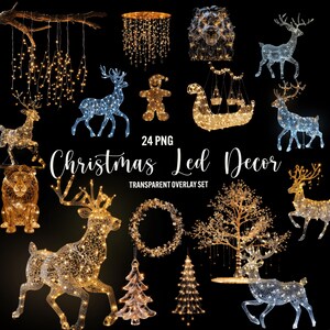 Weihnachtsdeko Clipart, 24 png Weihnachten Led, Weihnachtsgirlande, Winter Hirsch png, Lebkuchenmann png, Weihnachtsoverlays, kommerzielle Nutzung