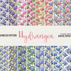 Hydrangea Flower Digital paper, 20 Hydrangea Seamless Patterns, flower background texture Digital Seamless Paper Patterns, Commercial Use